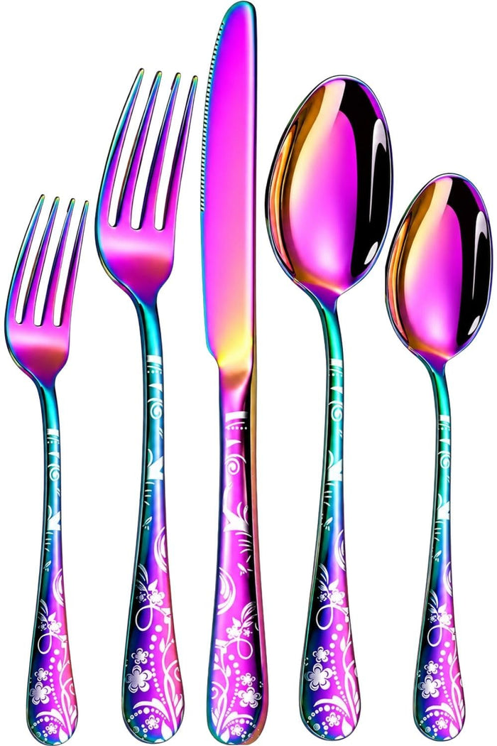 Rainbow Premium Cutlery Set Floral Design