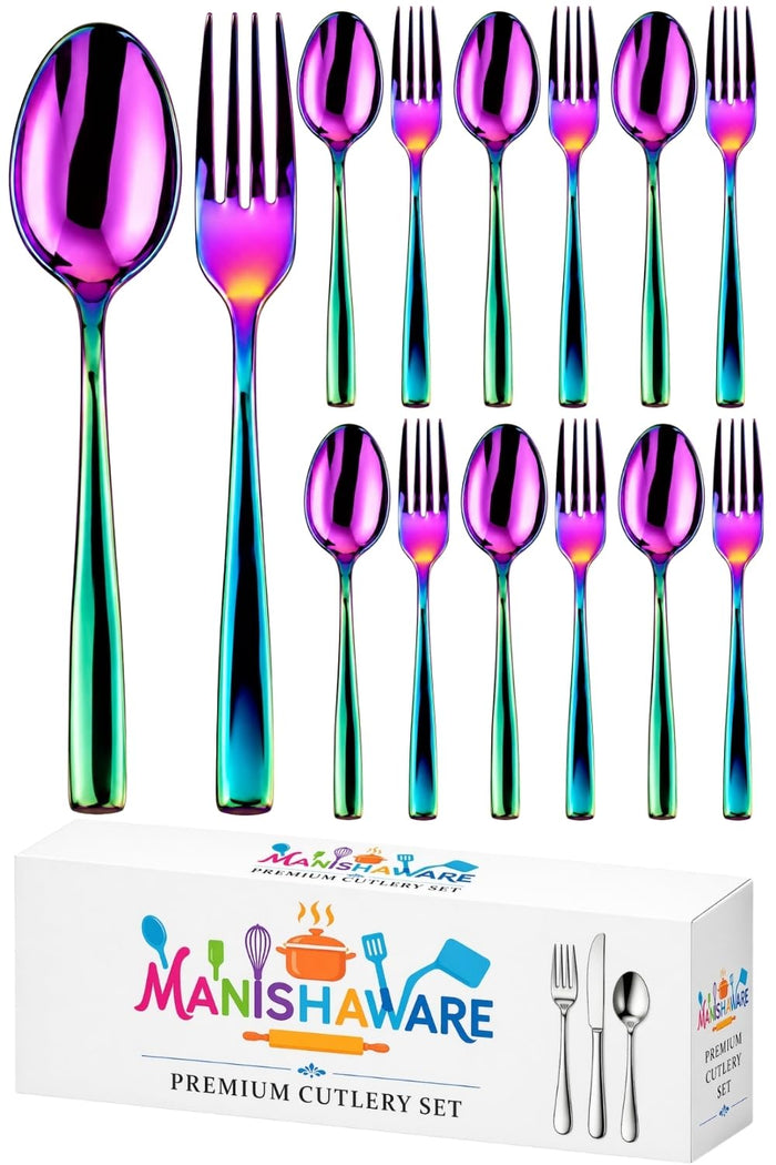 Rainbow Fork & Spoon Set Mirror Design