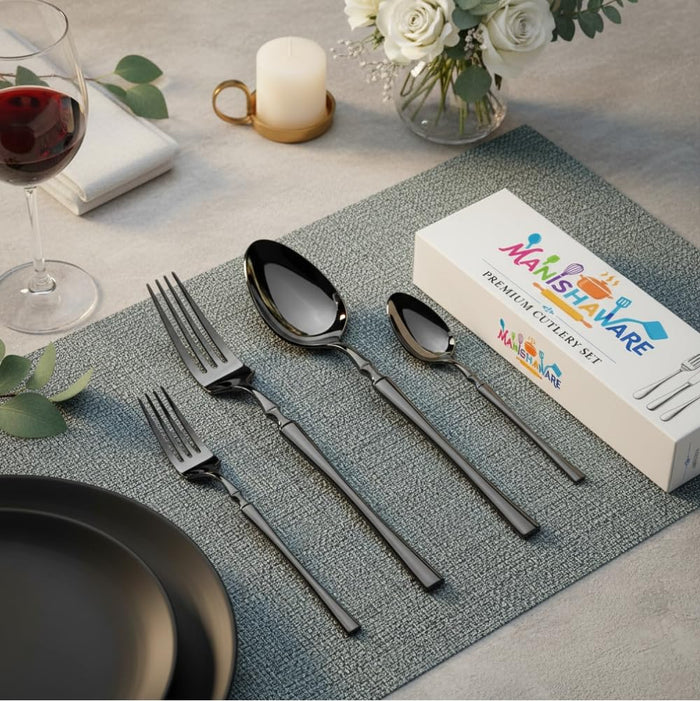 Black Essential Cutlery Set Elegant Design