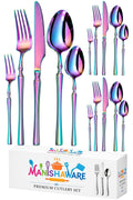 Manishaware Elegant Handle Rainbow 15 Pcs Stainless Steel Cutlery Set for Dining Table, Dishwasher Safe Glossy Flatware (3 spoon set+3 forks set+3 Butter knife+3 Dessert Spoon+ 3 Fruit Fork)