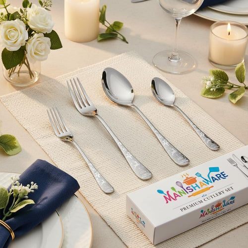 Silver Essential Cutlery Set Festive Design