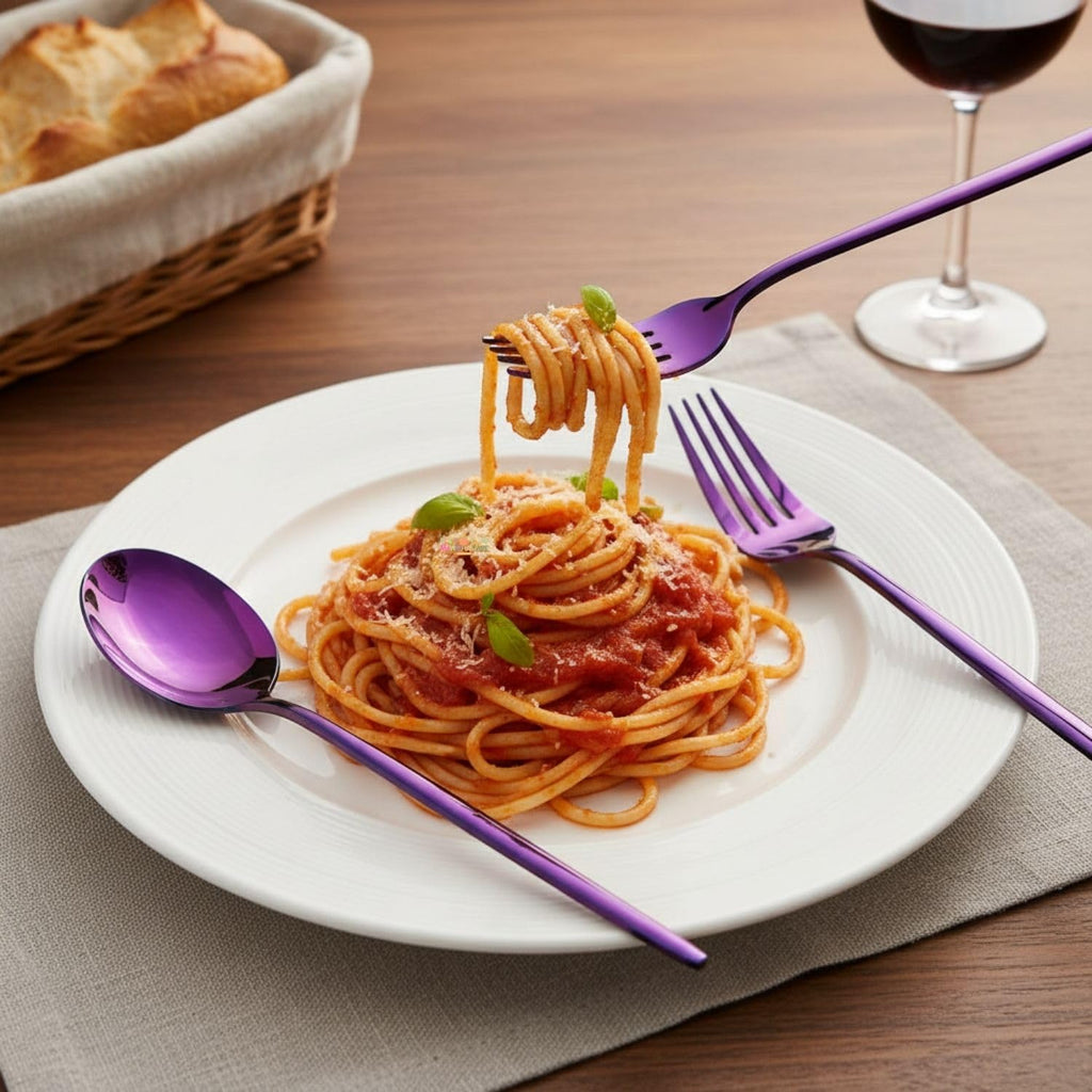 Pink Slim spoon and fork set, rust resistant stainless steel, a perfect wedding, housewarming, corporate and festival gift