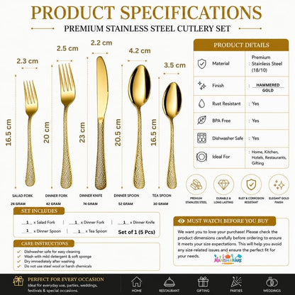 Premium Cutlery Set Hammer Design