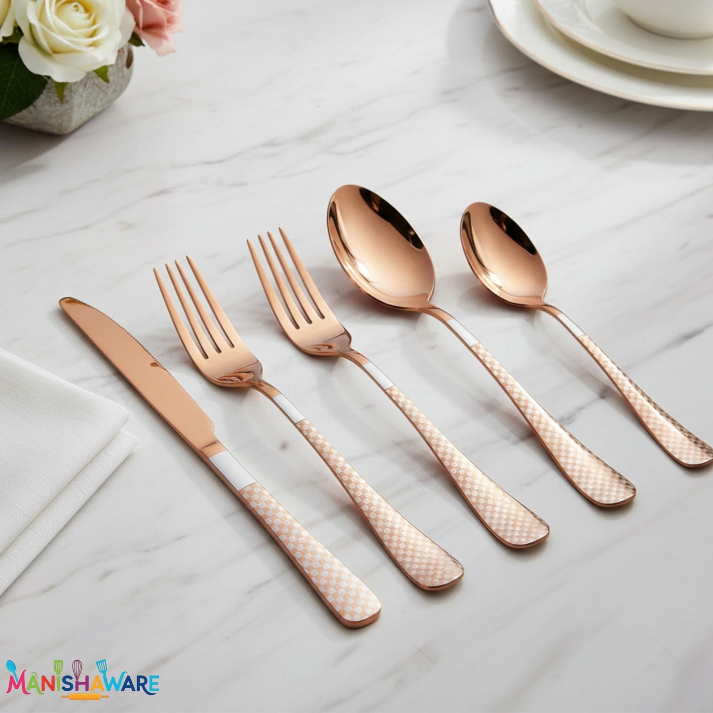 Premium Cutlery Set Checker Design