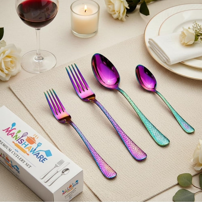 Rainbow Essential Cutlery Set Hammer Design