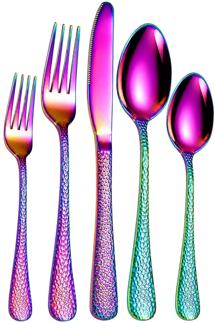 Rainbow Premium Cutlery Set Hammer Design