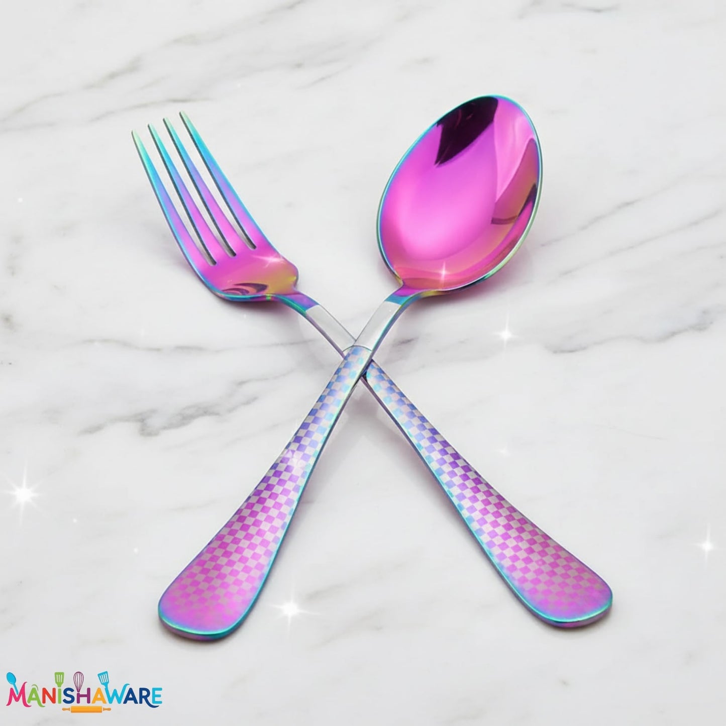 Premium Cutlery Set Checker Design
