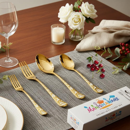 Gold Essential Cutlery Set Festive Design