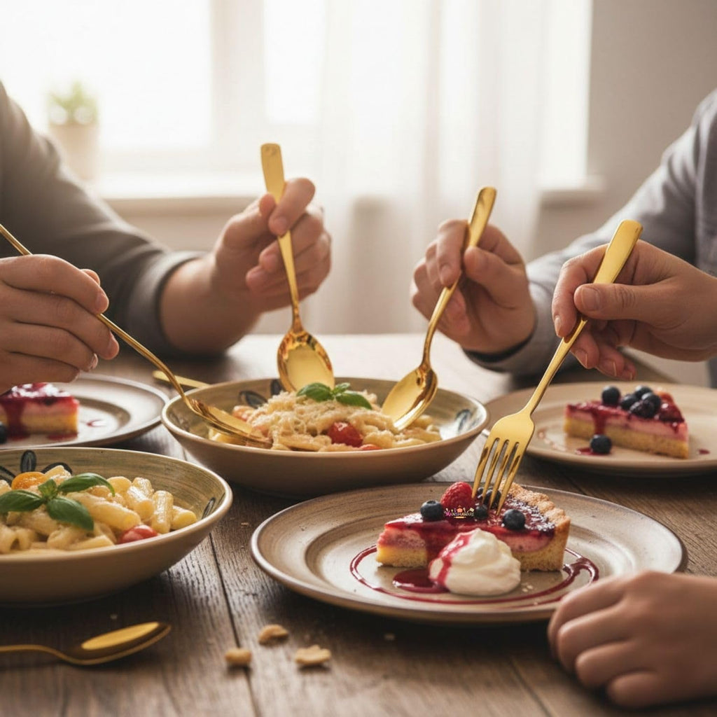 Gold Fork & Spoon Set Mirror Design