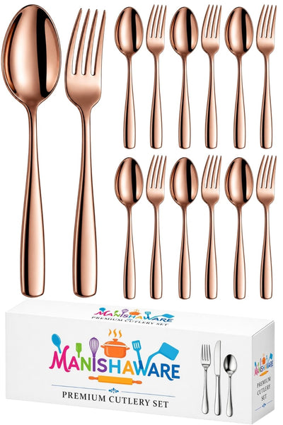 Rosegold Fork & Spoon Set Mirror Design