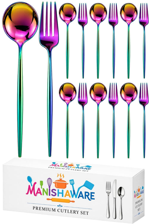 Rainbow Fork & Spoon Set Slim Design