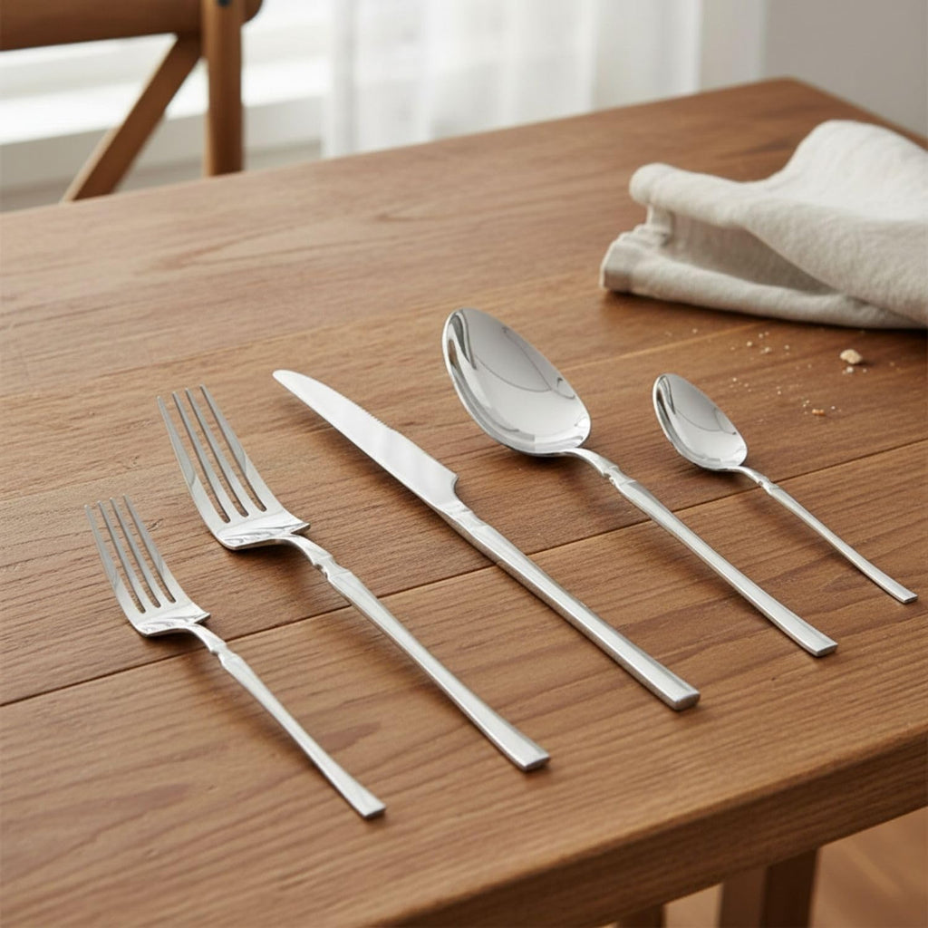 Manishaware Elegant Handle Silver 30 Pcs Heavy duty Stainless Steel Cutlery Set for Dining table (6 pcs spoon set+6 pcs forks set+6 pcs Butter knife+6 pcs Dessert Spoon+ 6 Pcs Fuit Fork for kitchen)