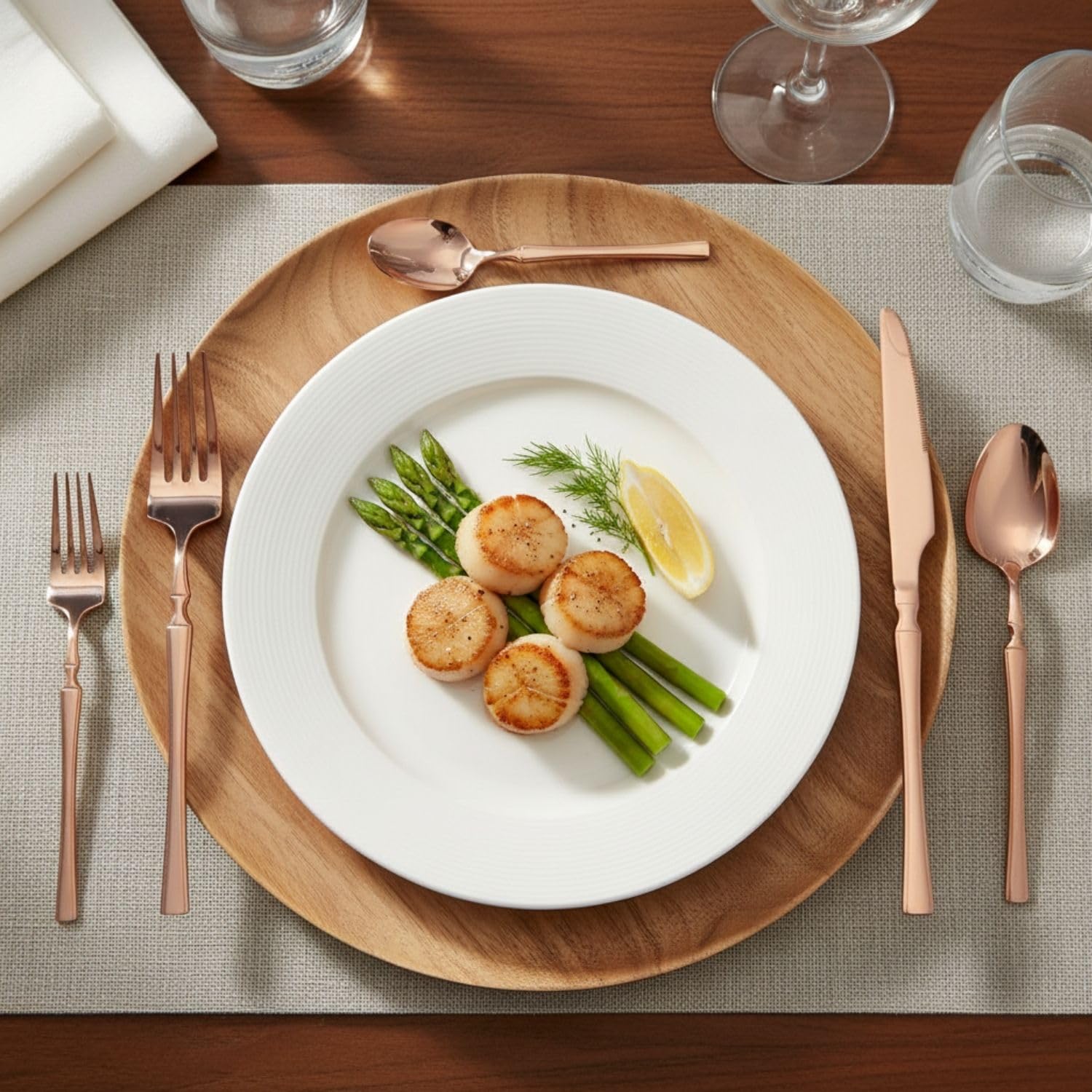 Manishaware Elegant Handle Rose Gold 20 Pcs Stainless Steel Cutlery Set for Dining Table, Dishwasher Safe Glossy Flatware (4 spoon set+4 forks set+4 Butter knife+4 Dessert Spoon+ 4 Fruit Fork)