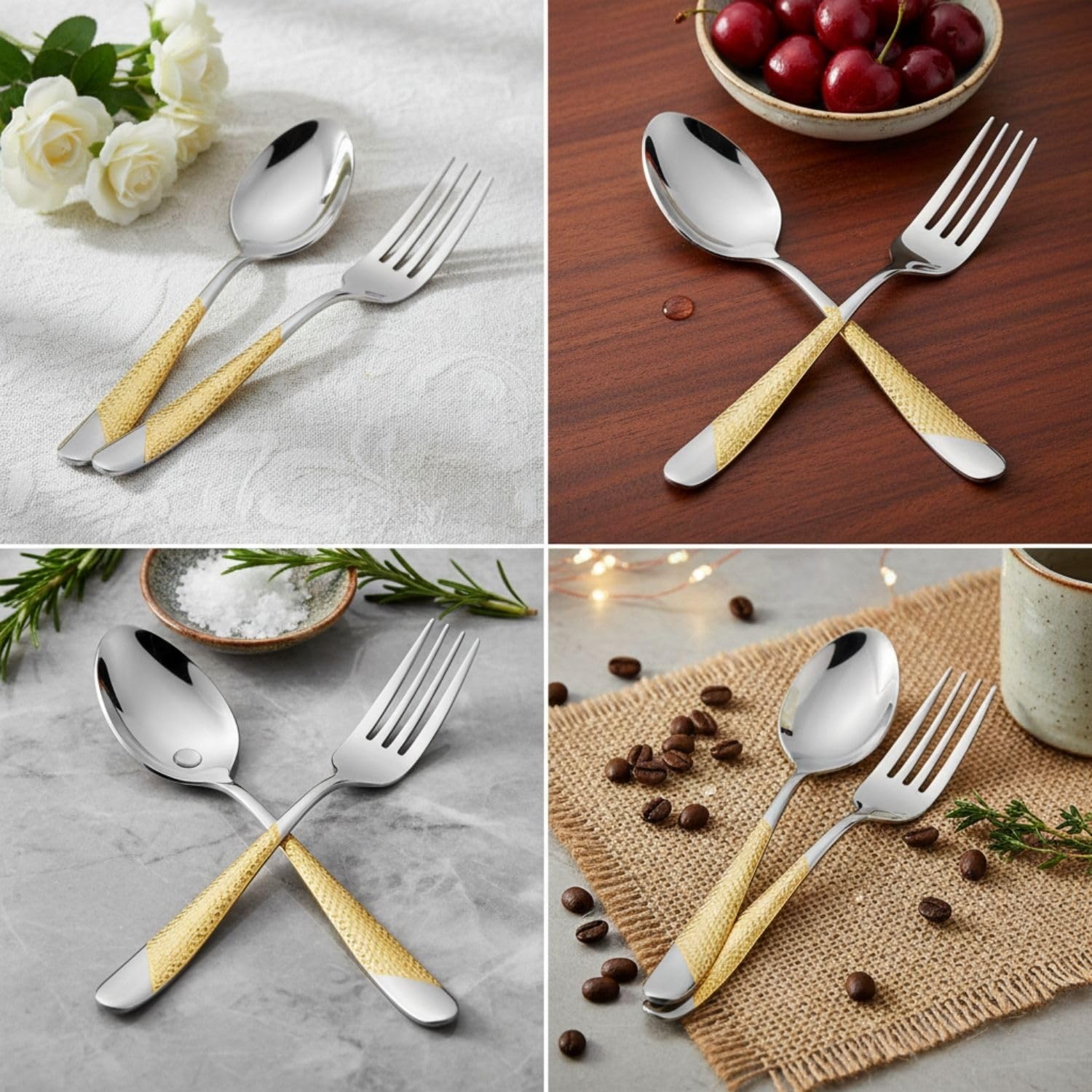 Manishaware Classic 12 Pcs Stainless Steel Cutlery Set for Dining Table, Dishwasher Safe Glossy Flatware (6 Forks & 6 Spoons)