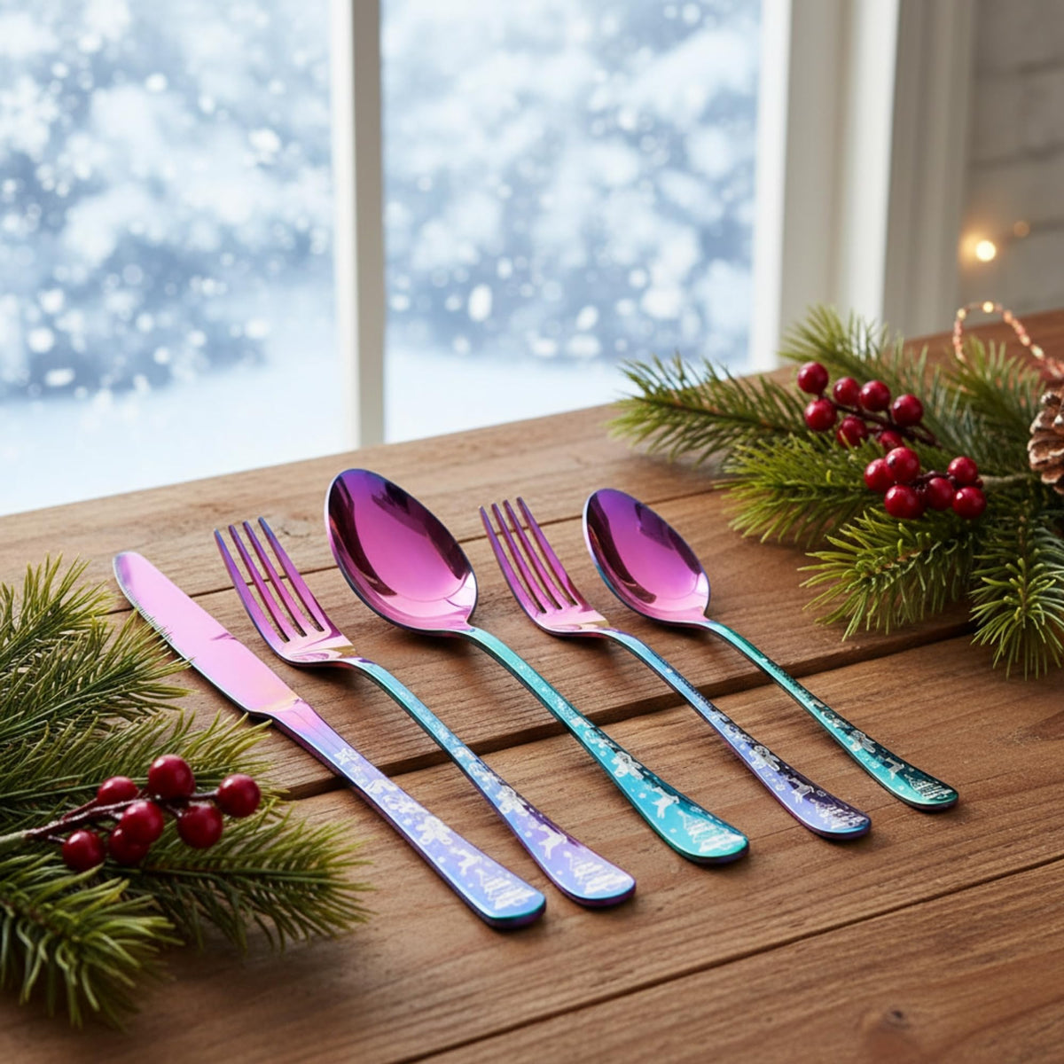 Rainbow Festive premium cutlery set, rust resistant stainless steel, a perfect wedding, housewarming, corporate and festival gift