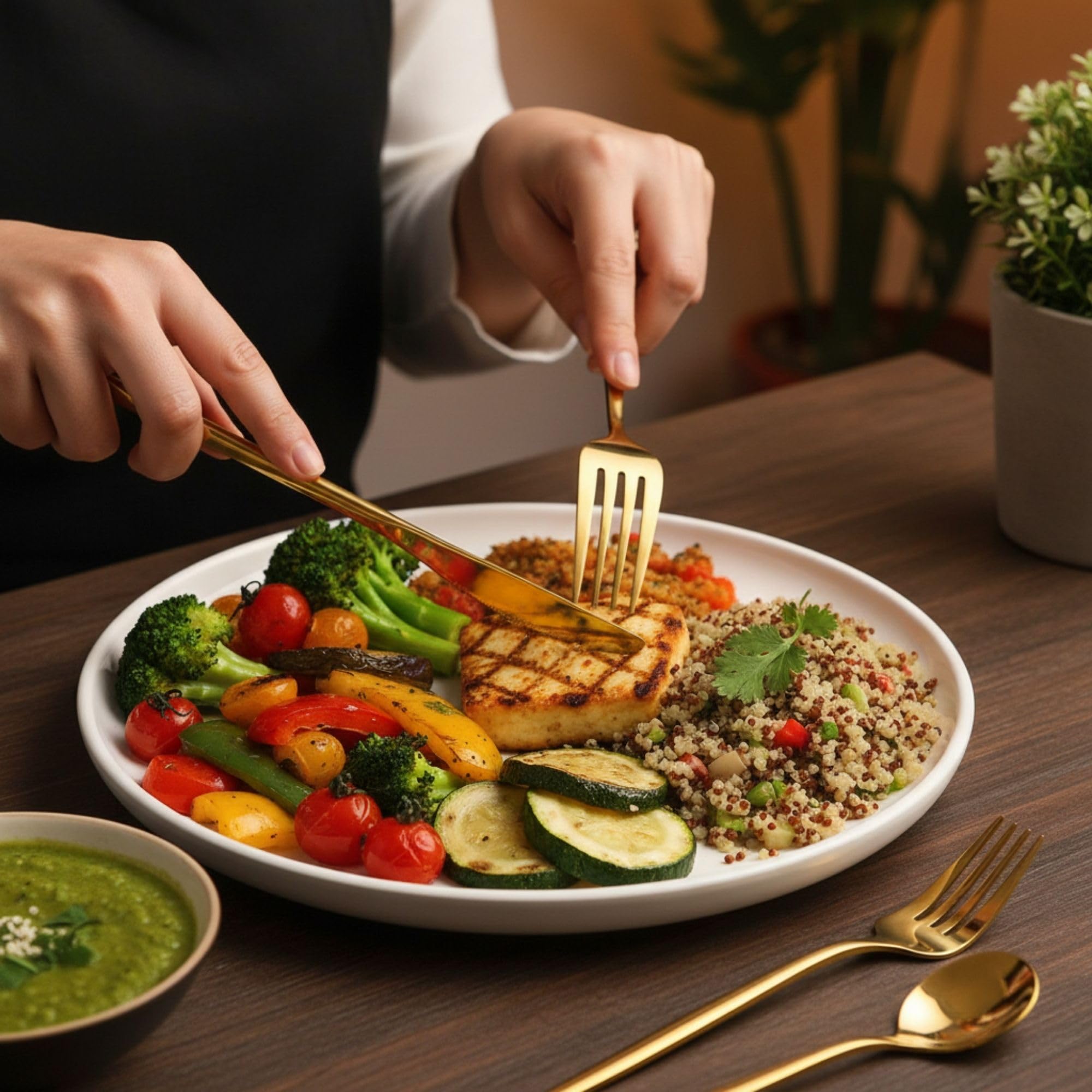 Manishaware Slim Handle Stainless Steel Cutlery Set for Dining Table, Dishwasher Safe Glossy Flatware (6 spoon set+6 forks set+6 Butter knife+6 Dessert Spoon+ 6 Fruit Fork)