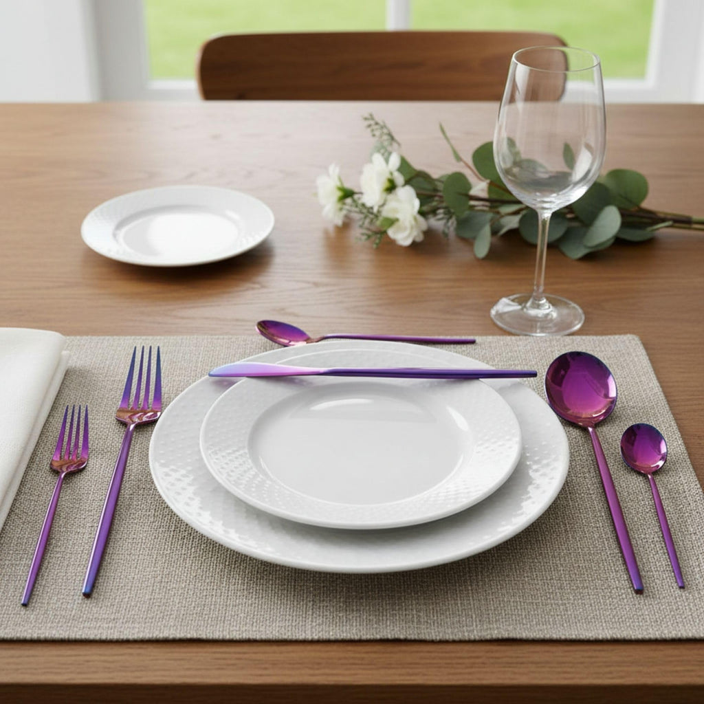 Manishaware Slim Handle Pink 25 Pcs Stainless Steel Cutlery Set for Dining Table, Dishwasher Safe Glossy Flatware (5 spoon set+5 forks set+5 Butter knife+5 Dessert Spoon+5 Fruit Fork)