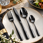Black Mirror Royal Cutlery Gift Set (Knife, Fork & 2 Spoons per Person) – MANISHAWARE stainless steel cutlery