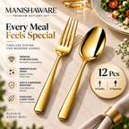 Gold Fork & Spoon Set Mirror Design – MANISHAWARE stainless steel cutlery
