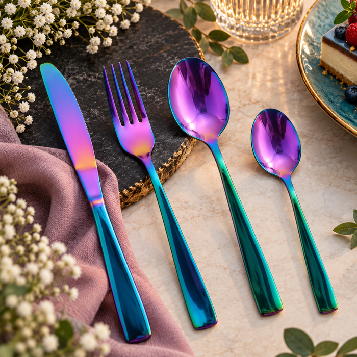 Rainbow Mirror Royal Cutlery Gift Set (Knife, Fork & 2 Spoons per Person)