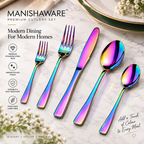 Rainbow Premium Cutlery Set Mirror Design – MANISHAWARE stainless steel cutlery