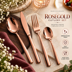 Rose Gold Mirror Royal Cutlery Gift Set (Knife, Fork & 2 Spoons per Person) – MANISHAWARE stainless steel cutlery