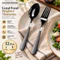 Black Fork & Spoon Set Checker Design – MANISHAWARE stainless steel cutlery