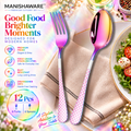 Rainbow Checker Fork & Spoon Gift Set (6 Forks + 6 Spoons) – MANISHAWARE stainless steel cutlery