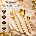 Gold Slim Royal Cutlery Gift Set (Knife, Fork & 2 Spoons per Person) – MANISHAWARE stainless steel cutlery