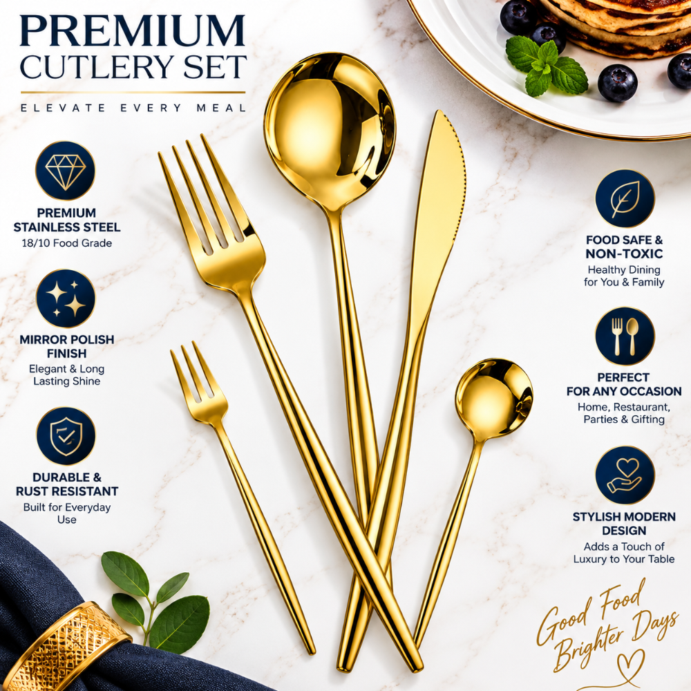 Gold Premium Cutlery Set Slim Design – MANISHAWARE stainless steel cutlery