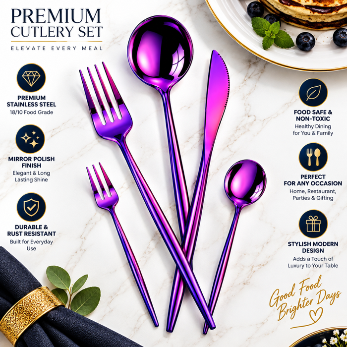 Pink Slim Premium Cutlery Gift Set (Knife, 2 Forks & 2 Spoons per Person)