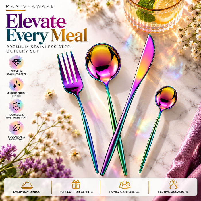 Rainbow Slim Royal Cutlery Gift Set (Knife, Fork & 2 Spoons per Person)