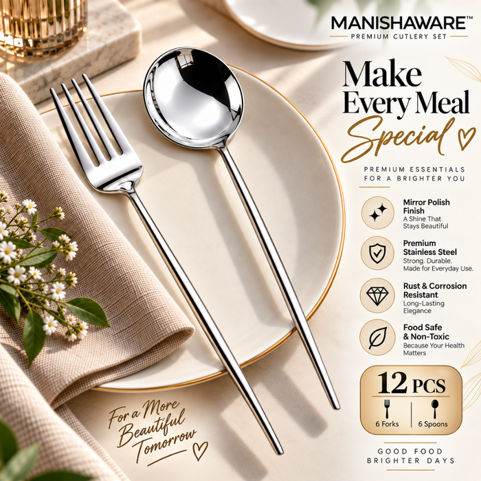 Silver Slim Fork & Spoon Gift Set (6 Forks + 6 Spoons)