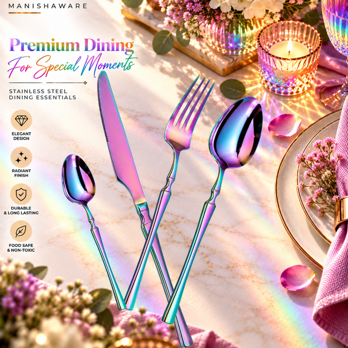Rainbow Elegant Royal Cutlery Gift Set (Knife, Fork & 2 Spoons per Person)